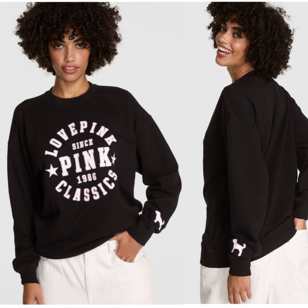 LARGE VS PINK IVY FLEECE OVERSIZED CREW SWEATSHIRT LIMITED EDITION NWT